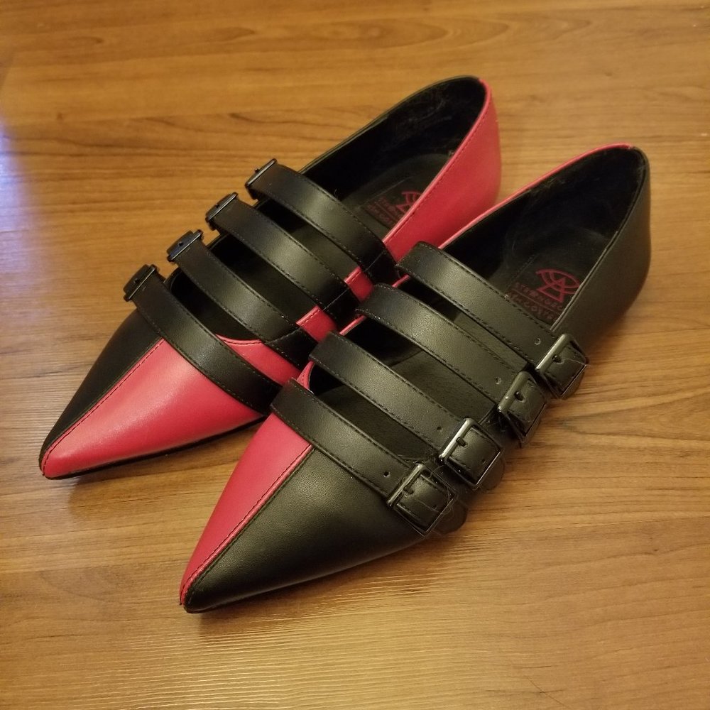 Strangecvlt x Ash Costello red & black coven flat size 7